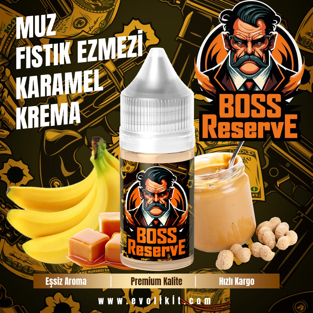 boss reserve muz fıstık ezmesi karamel aromalı elektronik sigara likiti satın al