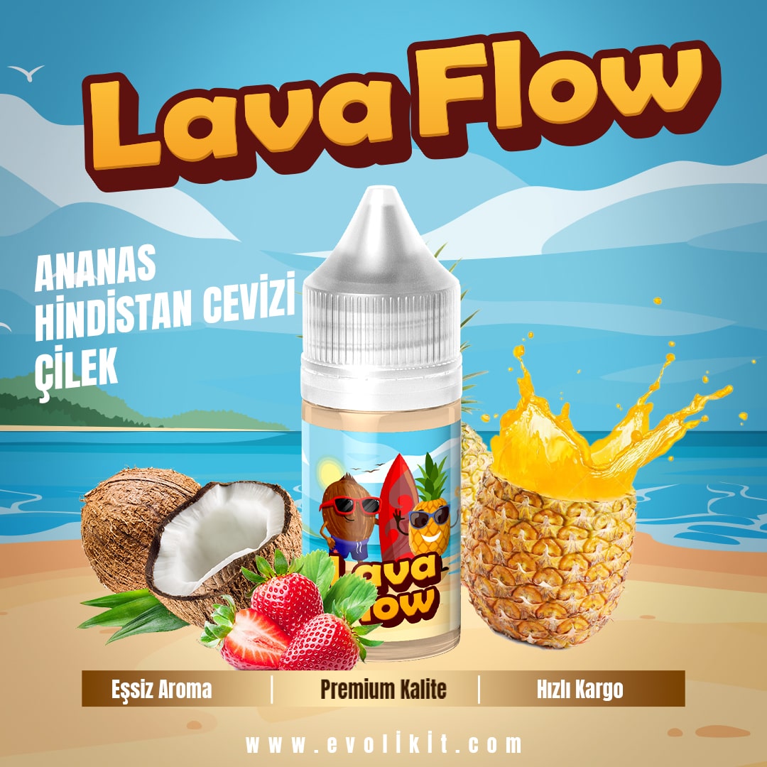 lava flow Ananas, hindistan cevizi ve çilek aromalı likit sitesi